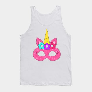 wonderful unicorn head horn mask with beautiful flowers Tank Top